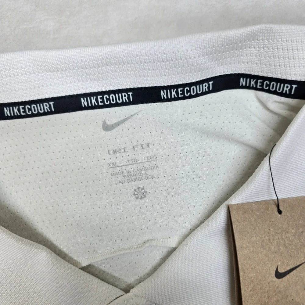 Nike Court Dri FIT Tennis Polo Shirt Men's 2XL White Green‎ Swoosh NEW